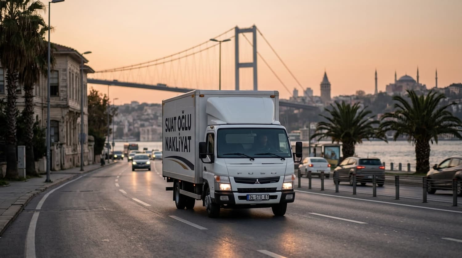 Suatoğlu Nakliyat evden eve nakliyat aracı İstanbul Boğazı sahil yolunda